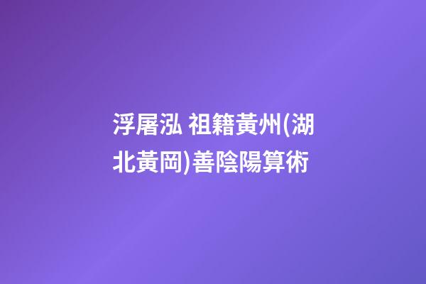 浮屠泓 祖籍黃州(湖北黃岡)善陰陽算術